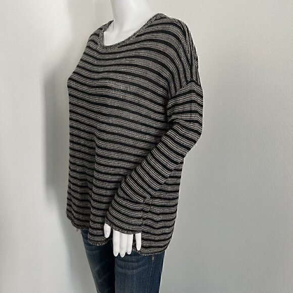 Eileen Fisher Women's Sweater Size XS Black White Stripes Wool Linen Blend - Picture 5 of 10